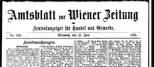 Amtsblatt zur Wiener Zeitung - Copyright: Screenshot