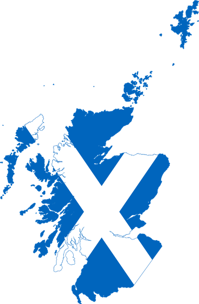 Flag map of Scotland - Copyright: Wikimedia users: NordNordWest, Kbolino, Fry1989