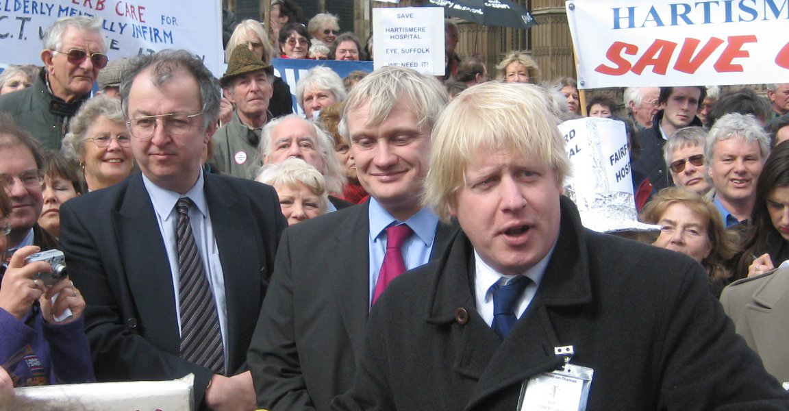 Boris Johnson, M.P. for Henley with Liberal Democrat M.P. John Hemming at a demonstration against hospital closures