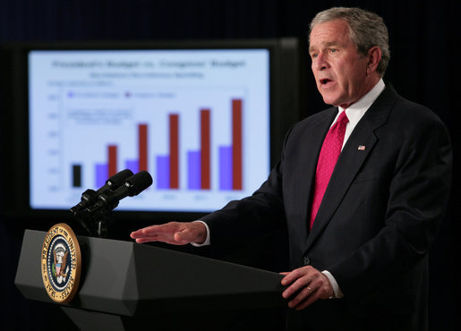 President George W. Bush delivers remarks on the Fiscal Year 2008 budget 