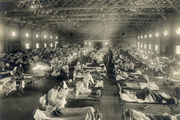 Emergency hospital during influenza epidemic, Camp Funston, Kansas. - Copyright: Otis Historical Archives, National Museum of Health and Medicine.